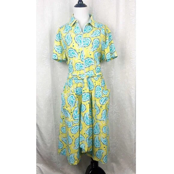 Paisley zip-up shirt dress retro-inspired - Picture 2 of 9